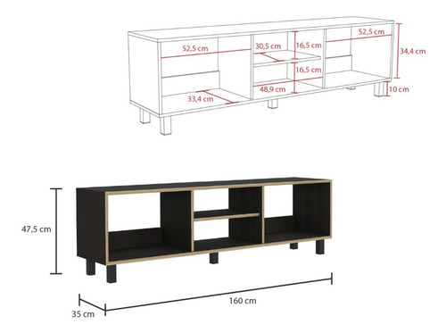 Rack Tv 65 + Mesa De Centro 1c Nomik - Wengue / Duna