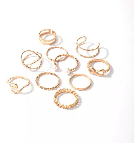 Conjunto Set De Anillos Infinito Ola Geometrico 