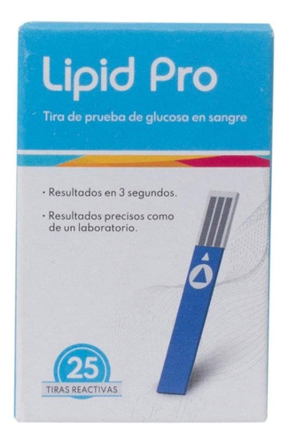 Tiras Reactivas Para Glucosa 25 Piezas Lipid Pro - Ohc Color Azul