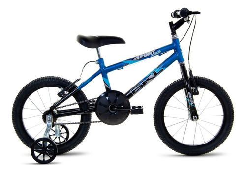 Bicicleta  infantil infantil BKL Bikes Sport Junior aro 16 cor azul com rodas de treinamento