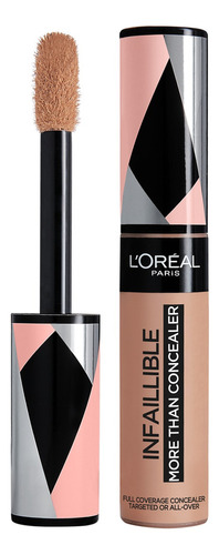 Corrector facial con aplicador L'Oréal Infallible More Than Concealer tono pecan para piel todo tipo de piel