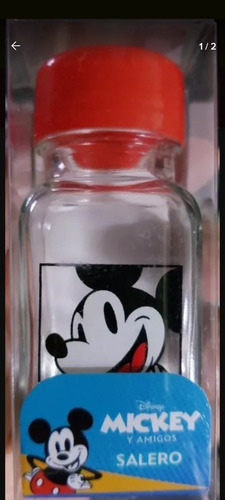 Salero De Vidrio Mickey Mouse Minnie Cocina Rojo Recipiente