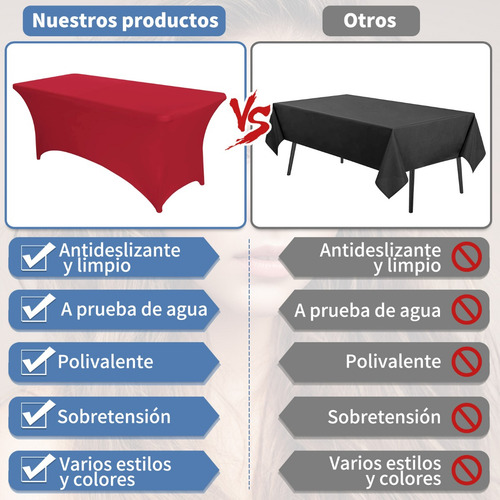 Mantel Rectangular De Lino De Elastano De 6 Pies Negro