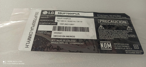 Modulo Wifi Y Botón LG 55up7000pua Eat65166902/lgsbwac03