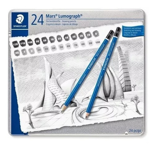 Lapices Staedtler Mars Lumograph X 24 Caja Metalica