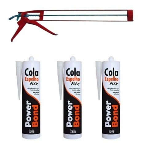 Kit 3 Cola Fixa Espelho E Cuba + 1 Pistola Aplicador Vedação