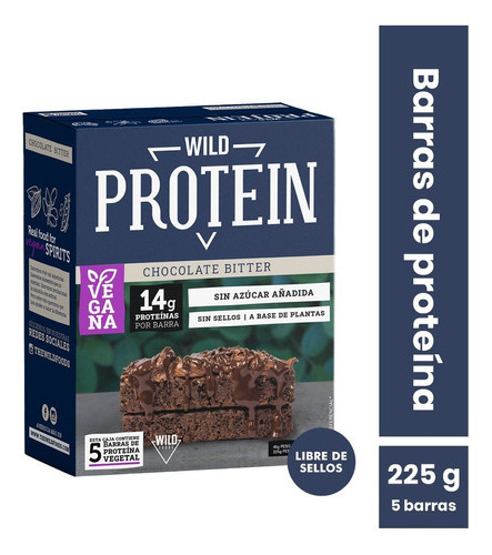 Wild Protein Vegana Chocolate Bitter 5 Unidades