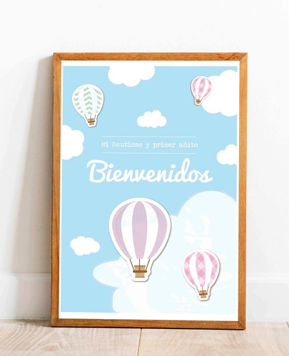Imagen 1 de 7 de Kit Imprimible Globos Aerostáticos Nena Personalizado