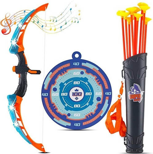 Set Arco Y Flecha 64cm Azul Con Luces Y Sonido Niños