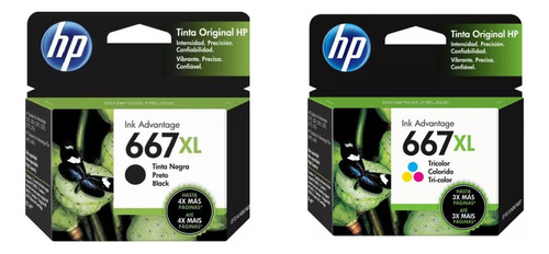 Pack Hp 667 Negra Y Color  Xl