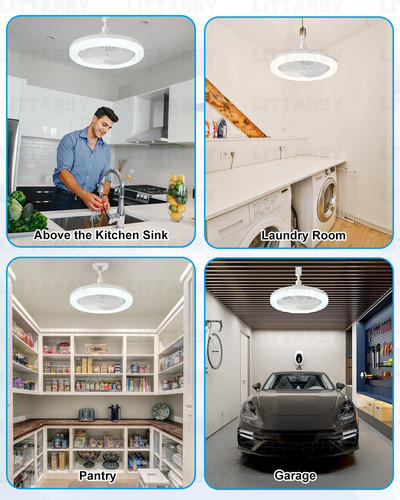 Lámpara Led Y Ventilador Para Socket Con Control Remoto 20w