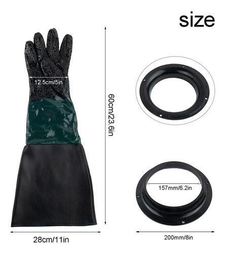 Guantes Para Limpieza Con Arena De 23,6 X 11,8 Pulgadas, 2 P