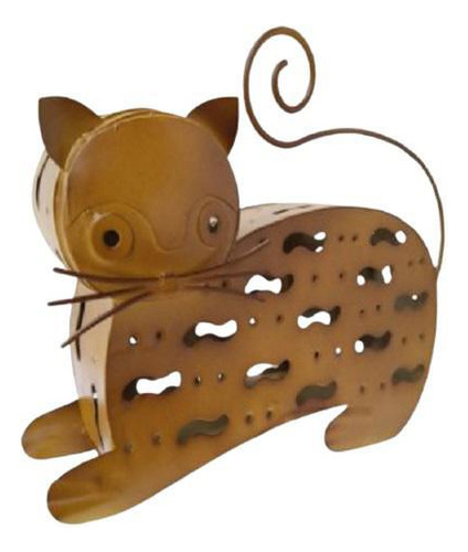 Gatinho De Metal Decorativo Para Estante E Mesa