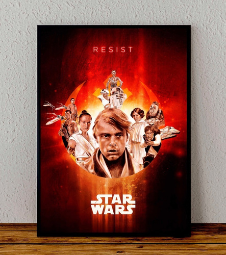 Cuadro 33x48 Poster Enmarcado Star Wars Luke Leia Solo Rey