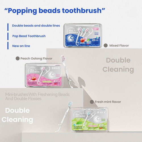 Cepillo De Dientes Desechable Con Cuentas Explosivas 20p
