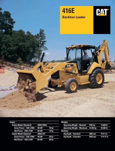 Retroexcavadora Caterpillar 416e 4x4 Turbo Año 2008