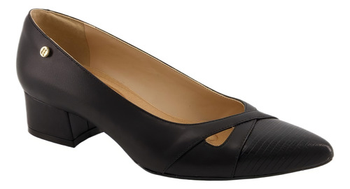 Zapato Fiesta Ve74829z Liso Boton Talon Confort Logo