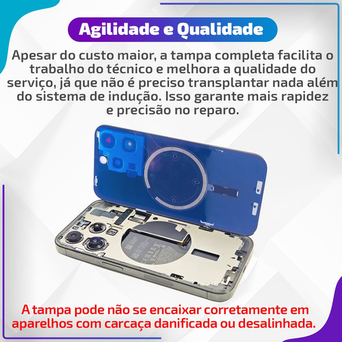 Tampa Traseira Compatível Com iPhone 16 Plus Vidr Câmera Imã