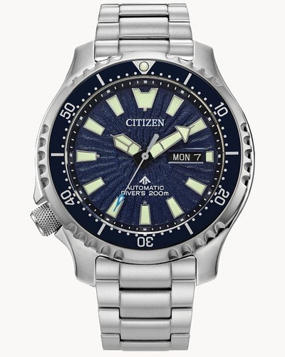 Citizen Promaster Dive Automatic Fugu NY0136-52l Cor da pulseira: prata, moldura, cor de fundo prateada, cor de fundo azul