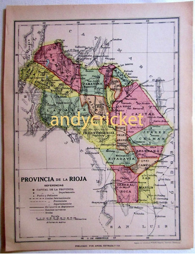 Antiguo Mapa 1926 La Rioja Ferrocarriles Plano