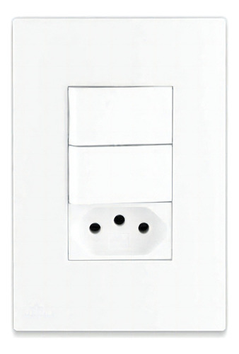 Conjunto 2 Interruptor Simples Tomada 10a Placa E Suporte