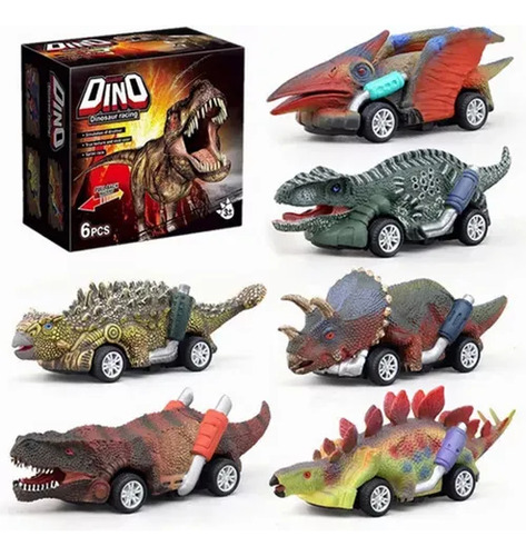 Lictin Juguetes De Dinosaurio 6 Carritos Car Pull-back Tracción