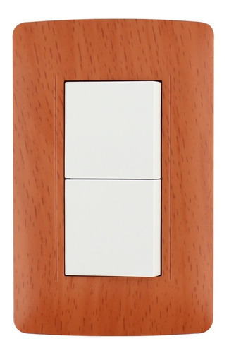 Apagador Doble Sanelec Con Placa Linea Toscana Wooden