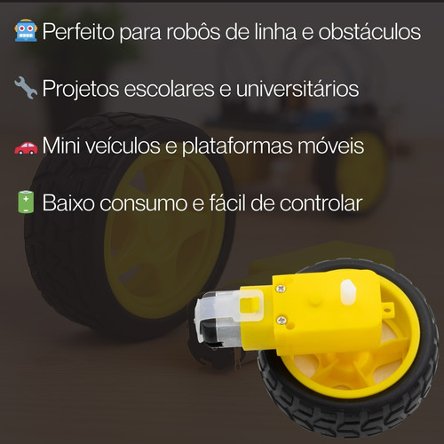 (10) Roda + Pneu + Motor Dc 3 A 6v Reducao Robotica Arduino