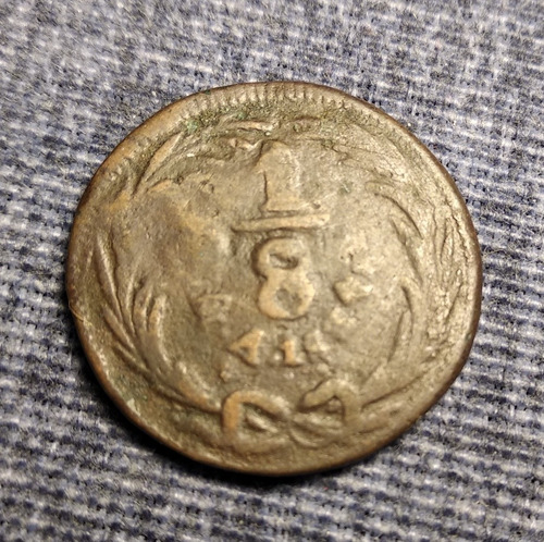 Moneda Un Octavo De Real 1834 En Cobre 