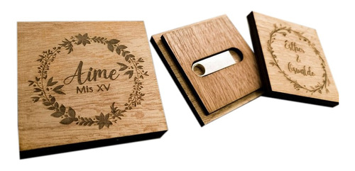 Estuche Madera Personalizado Para Usb 6 Piezas Envío Gratis 