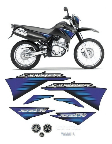 Kit Adesivos Compativel Com Yamaha Lander 250 Preta Cor Padrão