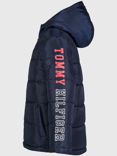 Parka Puffer Con Logo Azul Tommy Hilfiger