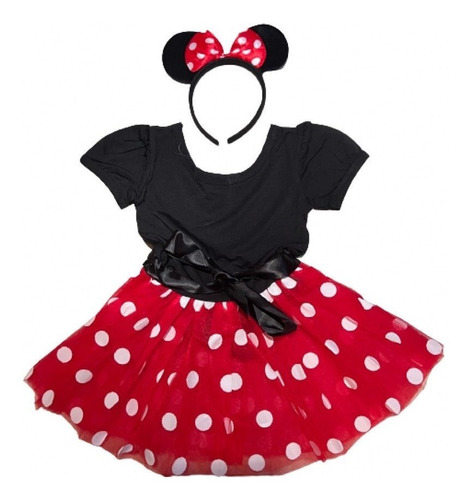 Disfraz Infantil Del Personaje Mimi Mouse (minnie), Color Rojo, Talla 8 A 9 Años (120-130cm). Incluye 2 Pzs.