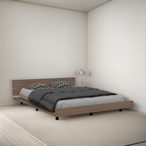 Cama 2 Plazas + Comoda 3 Cajones - Miel / Blanco