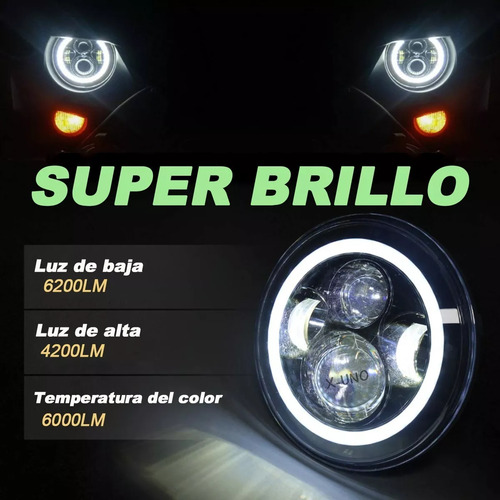 Farol Led Redondo Jeep/moto De 7 | Alto/baixo | Angel Eyes