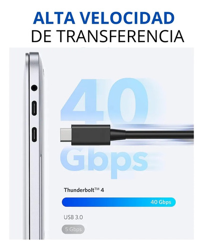 Cable Usb-c 4.0 Para Thunderbolt 4 40gbps 100w 8k 60hz 4k 1m