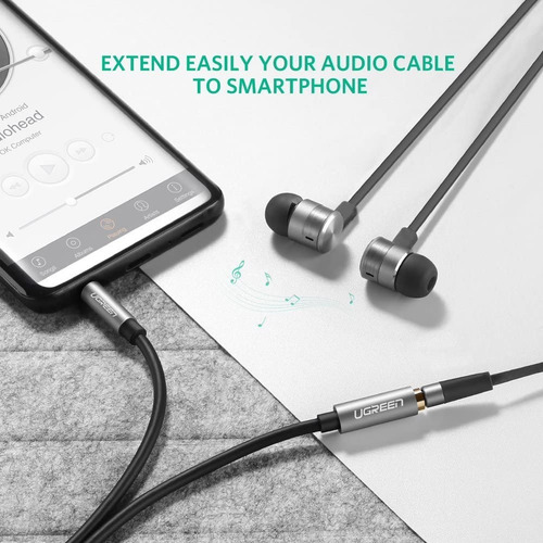 Imagen 7 de 7 de Cable Extension Audio Auxiliar 3.5mm Ugreen Macho Hembra 3m