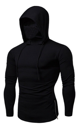 Sudadera Hombre Cuello Alto Con Capucha Y Mascarilla