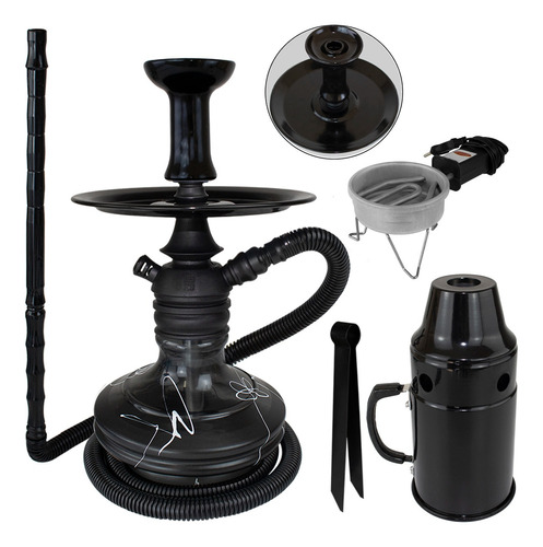 Kit Narguilé Black Hookah Mini Monster + Fogareiro +abafador