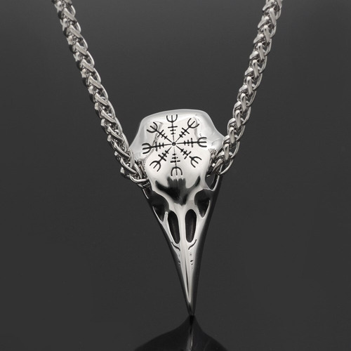 Imagen 4 de 6 de Collar Raven Vikingo Cuervo Amuleto Acero Inoxidable Hombre