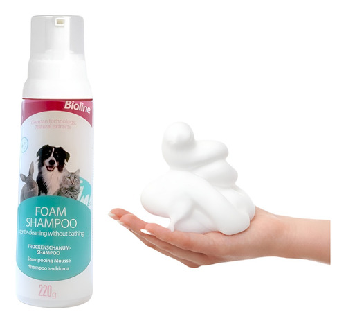 Shampoo Mascotas Espuma Seca 220g Baño Gatos Perro Shampoo 