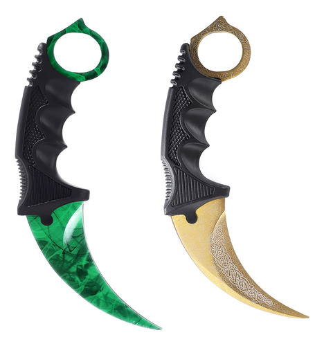 Dúo De Cuchillos Karambit Sin Filo Para Principiantes En Oro