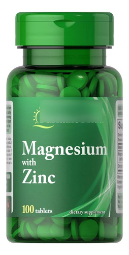 Magnesio + Zinc Puritan's Pride Suplemento 100 Tab