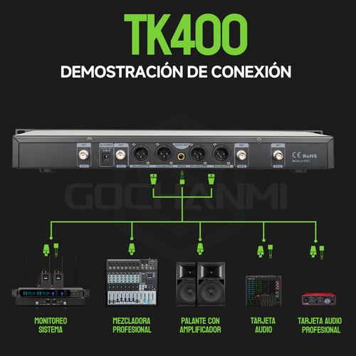 Microfonos Gc Tk400 Inalambricos 4 Canales Sistema Mano Uhf