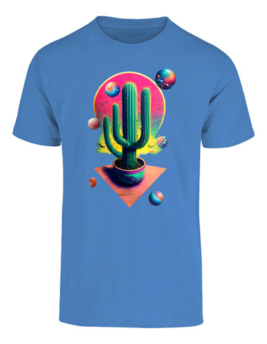 Playera Cuello Redondo Cactus Psicodélico - Moda