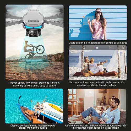 Mini drone Axnen 4K XT9 3 Battery con dual cámara HD 2.4GHz 3 baterías Gris