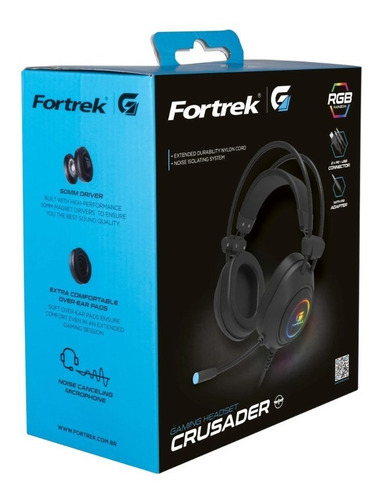 Imagem 10 de 10 de Headset Gamer Rgb Crusader C/ Adaptador P3 Xbox Ps4 Fortrek