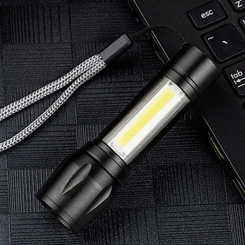 Linterna Led Portátil Con Zoom, Luz Lateral Cob, Luz Imperme