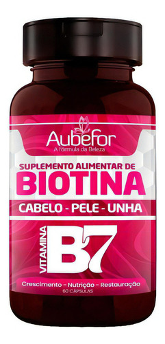 Biotina B7 Aubefor Cabelo Pele E Unhas Crescimento +rápido Sabor Sem Sabor