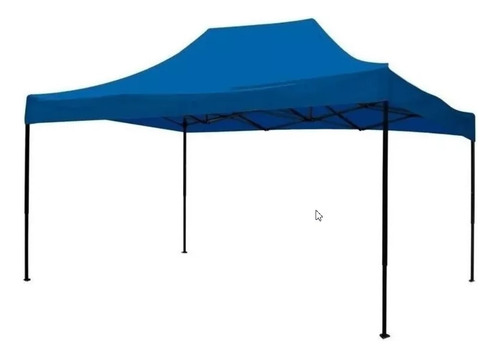 Toldo Plegable 3x4.5 M Tela Azul Fierro Cuadrado Negro